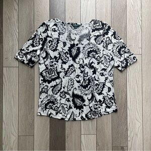 Ralph Lauren Floral Black and White Women's Top